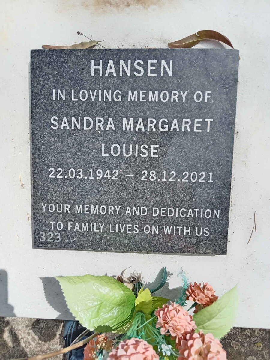 HANSEN Sandra Margaret Louise 1942-2021