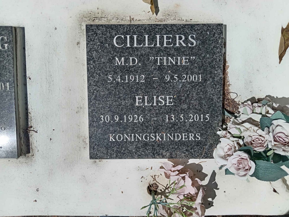 CILLIERS M.D. 1912-2001 &amp; Elise 1926-2015