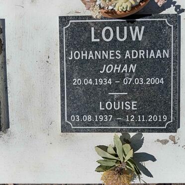 LOUW Johannes Adriaan 1934-2004 &amp; Louise 1937-2019