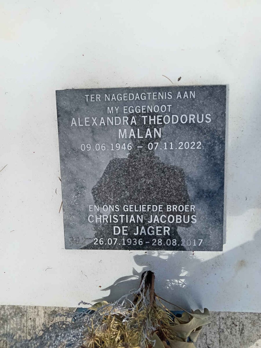 JAGER Christian Jacobus, de 1936-2017 :: MALAN Alexandra Theodorus 1946-2022