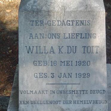 TOIT Willa K., du 1920-1929