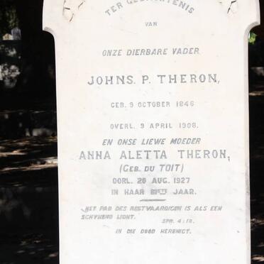 THERON Johns. P. 1846-1908 &amp; Anna Aletta DU TOIT -1927