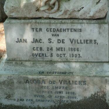 VILLIERS Jan Jac. S., de 1866-1903 &amp; Jacoba SMUTS 1866-1906