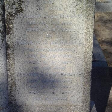 VILLIERS Jacobus G., de 1862-1933 &amp; Maria S.P. HEYDENRYCH 1868-1947 :: HEYDENRYCH Johanna M.E. nee LAUBSCHER 1843-1935