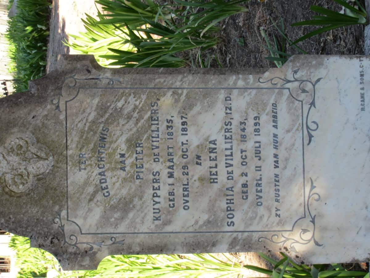 VILLIERS Pieter Kuypers, de 1835-1897 &amp; Helena Sophia 1843-1899