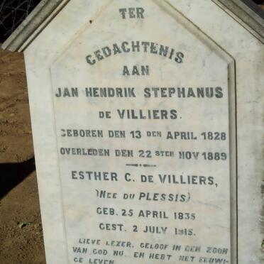 VILLIERS Jan Hendrik Stephanus, de 1828-1889 &amp; Esther C. DU PLESSIS 1835-1915
