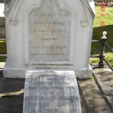 VILLIERS Jacob Rudolff, de 1838-1890 :: DE VILLIERS Louisa Jacoba nee V.D.SPUY 1812-183? ::  HUGO Francois G. 1834-1879