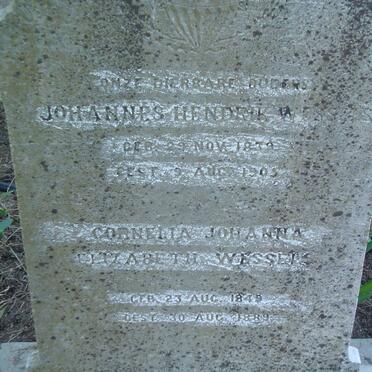 WESSELS Johannes Hendrik 1839-1905 &amp; Cornelia Johanna Elizabeth 1849-1889