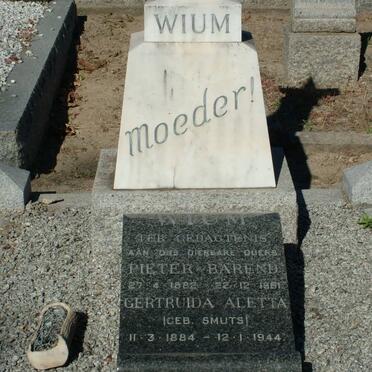 WIUM Pieter Barend 1882-1961 &amp; Gertruida Aletta SMUTS 1884-1944