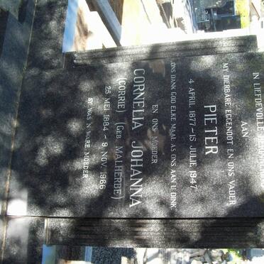 WAAL Pieter, de 1877-1947 &amp; Cornelia Johanna MALHERBE 1884-1966