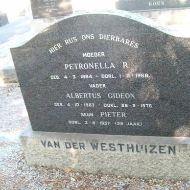 WESTHUIZEN Albertus Gideon, van der 1883-1976 &amp; Petronella R. 1884-1968 :: VAN DER WESTHUIZEN Pieter -1937