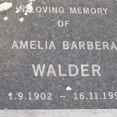 WALDER Ferdinand 1861-1935 &amp; Anna Susanna VAN NIEKERK -1958 :: WALDER Amelia Barbera 1902-1999 
