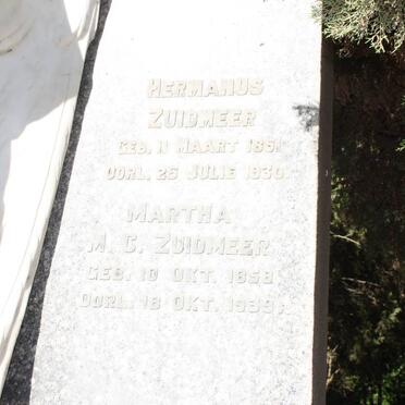 ZUIDMEER Hermanus 1851-1930 &amp; Martha M.C. 1858-1939