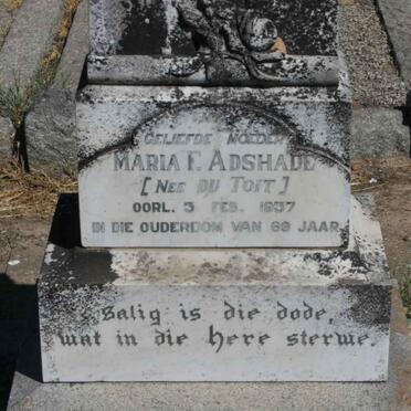 ADSHADE Maria F. nee DU TOIT -1937