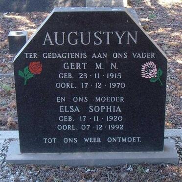 AUGUSTYN Gert M.N. 1915-1970 &amp; Elsa Sophia 1920-1992