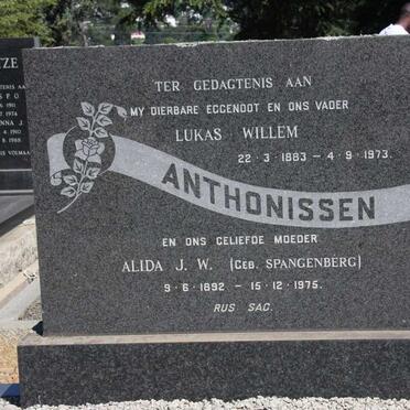 ANTHONISSEN Lukas Willem 1883-1973 &amp; Alida J.W. SPANGENBERG 1892-1975