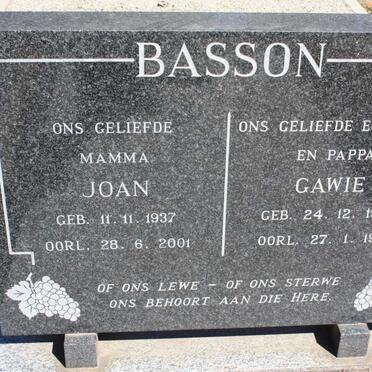 BASSON Gawie 1935-1973 &amp; Joan 1937-2001