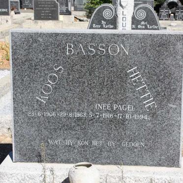 BASSON Koos 1906-1963 &amp; Hettie PAGE 1916-1994