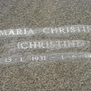 BASSON Maria Christine nee CHRISTINE 1931-1998
