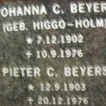 BEYERS Pieter C. 1903-1976 &amp; Johanna C. HIGGO-HOLM 1902-1976