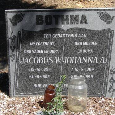 BOTHMA Jacobus W. 1894-1966 &amp; Johanna A. 1904-1999