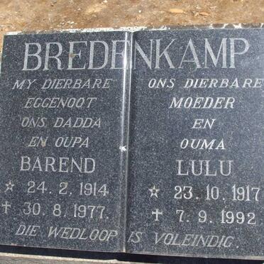 BREDENKAMP Barend 1914-1977 &amp; Lulu 1917-1992