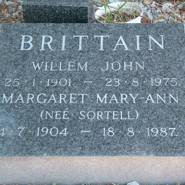 BRITTAIN Willem John 1901-1975 &amp; Margaret Mary-Ann SORTELL 1904-1987