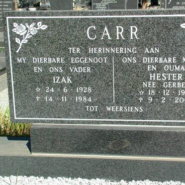 CARR Izak 1928-1984 &amp; Hester GERBER 1923-2009 :: CARR Yolandi 1987-1987