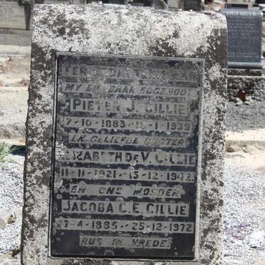 CILLIE Pieter J. 1883-1939 &amp; Jacoba C.E. 1885-1972  :: Elizabeth DE V. 1921-1942