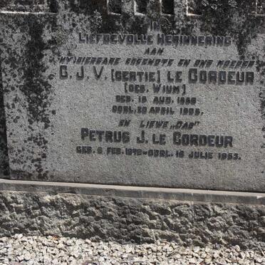 CORDEUR Petrus J., le 1878-1953 &amp;  G.J.V. WIUM 1886-1936