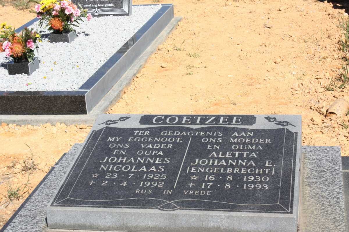 COETZEE Johannes Nicolaas 1925-1992 &amp; Aletta Johanna E. ENGELBRECHT 1930-1993