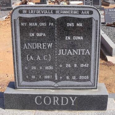 CORDY A.A.C. 1936-1997 &amp; Juanita 1942-2005