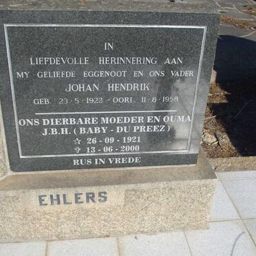 EHLERS Johan Hendrik 1922-1958 &amp; J.B.H. DU PREEZ 1921-2000