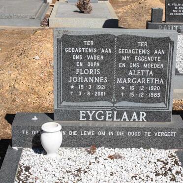 EYGELAAR Floris Johannes 1921-2001 &amp; Aletta Margaretha 1920-1985