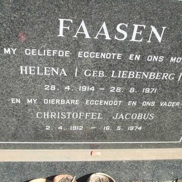 FAASEN Christoffel Jacobus 1912-1974 &amp; Helena LIEBENBERG 1914-1971