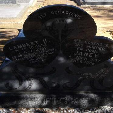 FICK Lambert H. 1933-2002 &amp; Janey 1937-1988