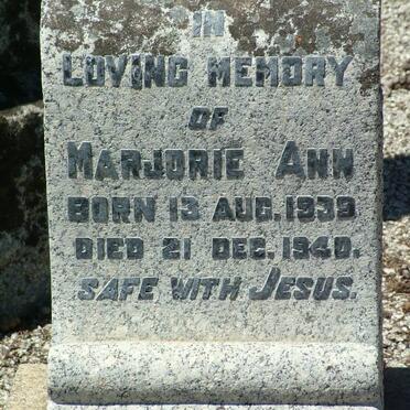 FISHER Maudie born DE VILLIERS 1913-1957 :: FISHER Marjorie Ann 1939-1940 :: FISHER Arthur 1910-1988
