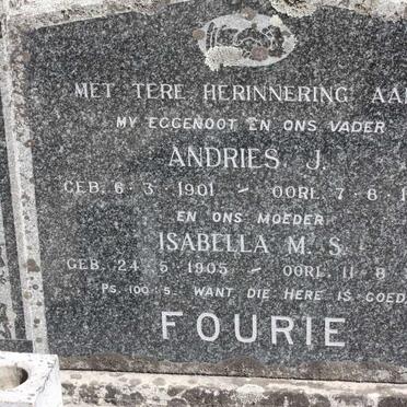 FOURIE Andries J. 1901-1967 &amp; Isabella M.S. 1905-1982