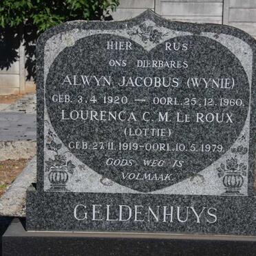 GELDENHUYS Alwyn Jacobus 1920-1960 &amp; Lourenca C.M. LE ROUX 1919-1979