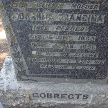 GOBREGTS Johanna Francina nee PEROLD 1883-1951