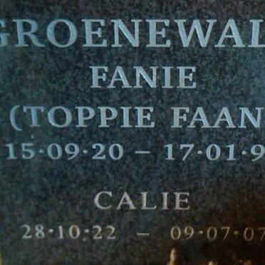 GROENEWALD Fanie 1920-1997 &amp; Calie 1922-2007