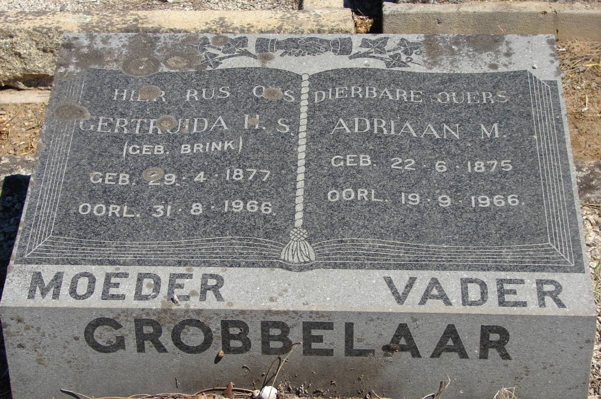 GROBBELAAR Adriaan M. 1875-1966 &amp; Gertruida H.S. BRINK 1877-1966