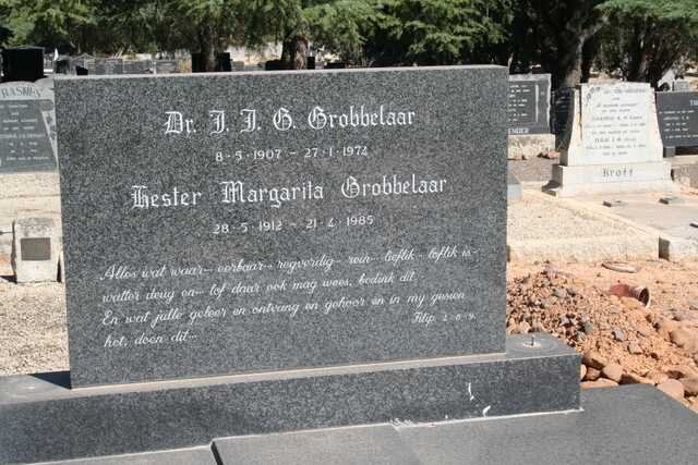 GROBBELAAR J.J.G. 1907-1974 &amp; Hester Margarita 1912-1985