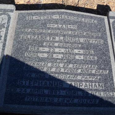 GROBBELAAR Stephanus Abraham 1897-1953 &amp; Elizabeth Louisa  ROSSOUW 1901-1944