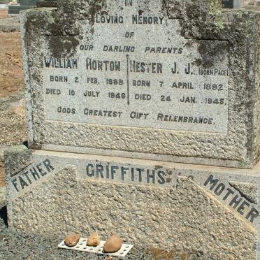 GRIFFITHS William Horton 1888-1946 &amp; Hester J.J. PAGE 1892-1945