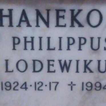 HANEKOM Philippus Lodewikus 1924-1994