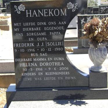 HANEKOM Frederik J.J. 1916-1980 &amp; Helena Dorothea 1916-2006