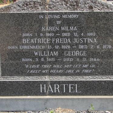 HARTEL William George 1921-1984 &amp; Beatrice Freda Justina EHRENREICH 1926-1976:: HARTEL Karen Wilma 1960-1965