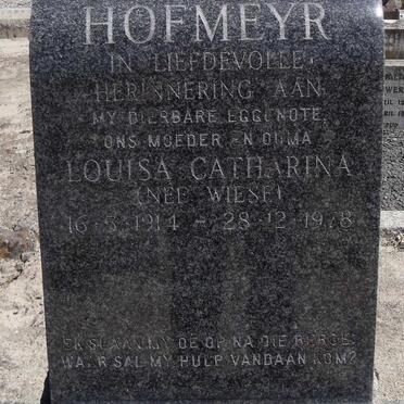 HOFMEYR Louisa Catharina nee WIESE 1914-1978