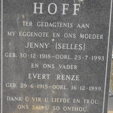 HOFF Evert Renze 1915-1999 &amp; Jenny SELLES 1918-1993